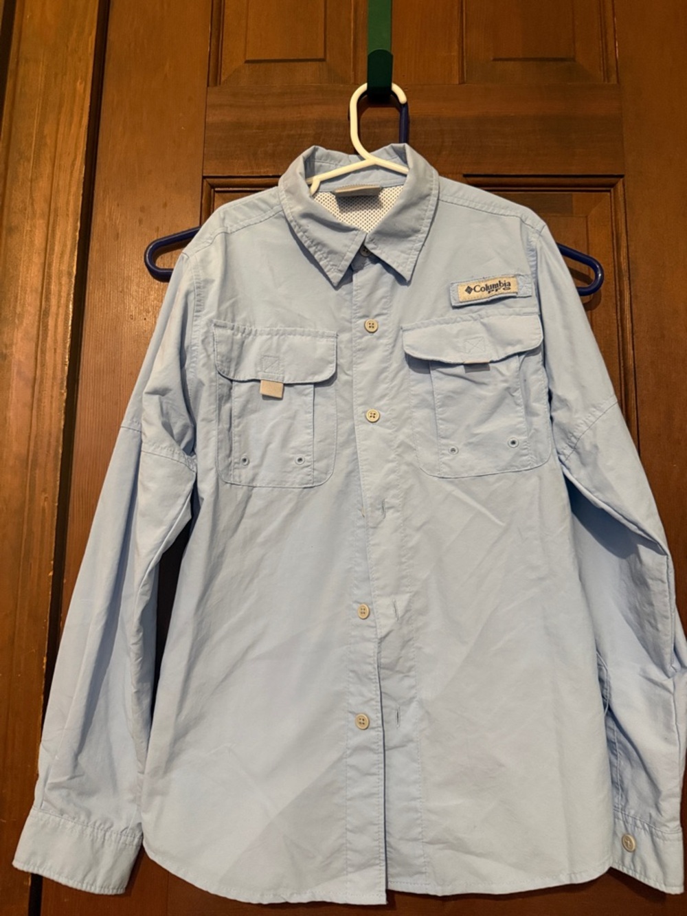 Columbia PFG Light Blue Long-Sleeve Shirt Jacket